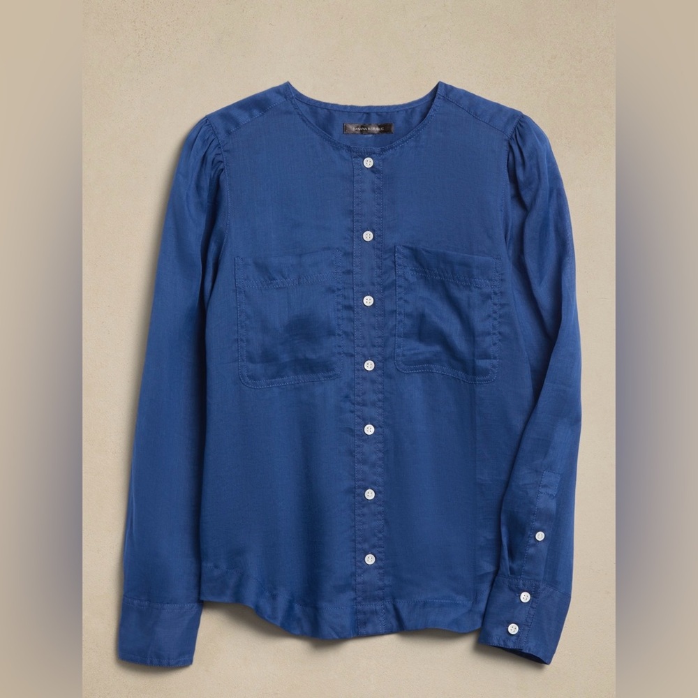 NWT Banana Republic 100% Ramie Button Down Shirt Blouse Women’s M